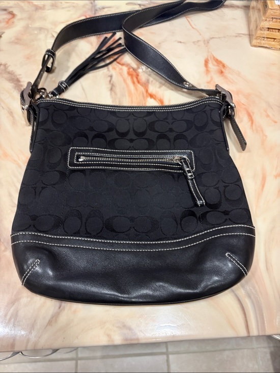 Coach Handbags - Coach Black Crossbody Signature Jacquard and Leather Bag